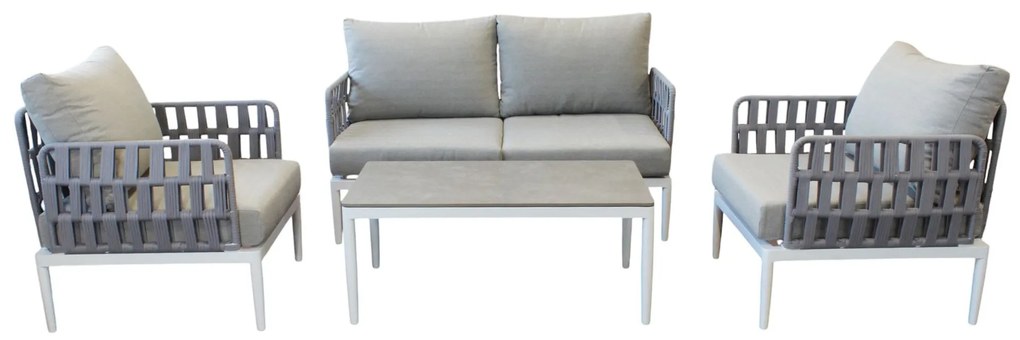 CASCADA - salotto outdoor con struttura in alluminio grigio chiaro, antracite o naturale
