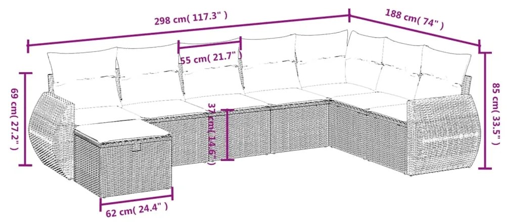 Set Divani da Giardino con Cuscini 8 pz Nero in Polyrattan