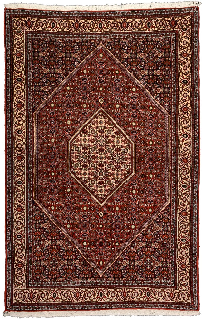 Bidjar Tappeto 110x170 Rosso (Iran) Annodato A Mano