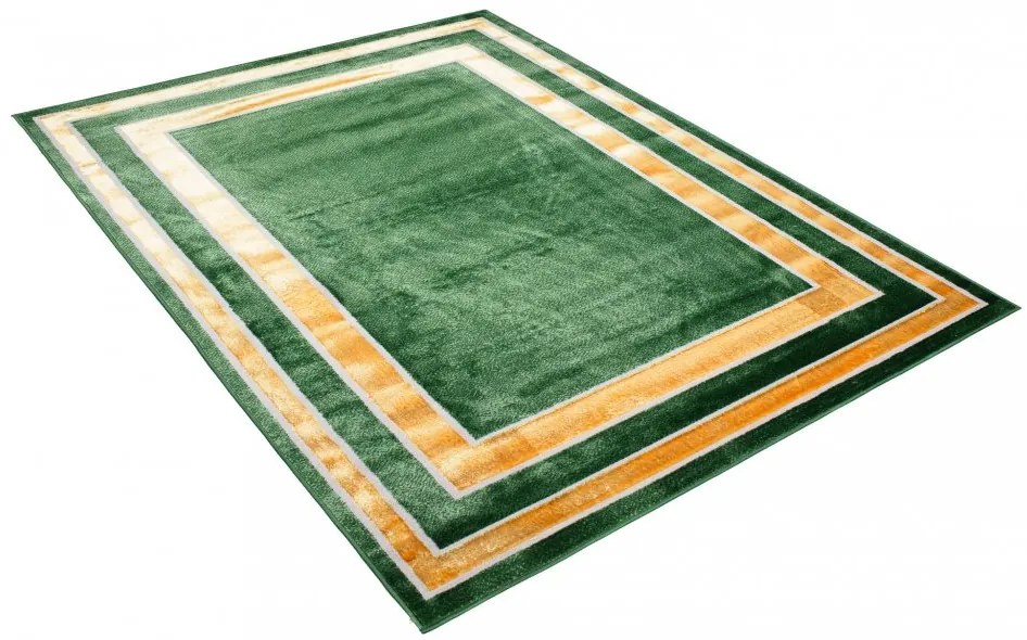 Tappeto verde di tendenza con motivi dorati ai bordi Larghezza: 140 cm | Lunghezza: 200 cm