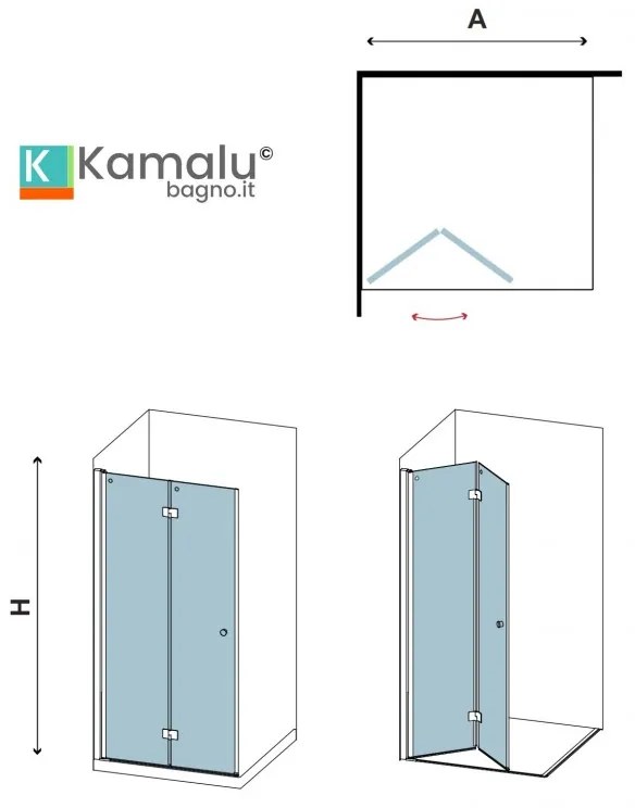 Kamalu - doccia walkin a libro 80cm modello ksw7000