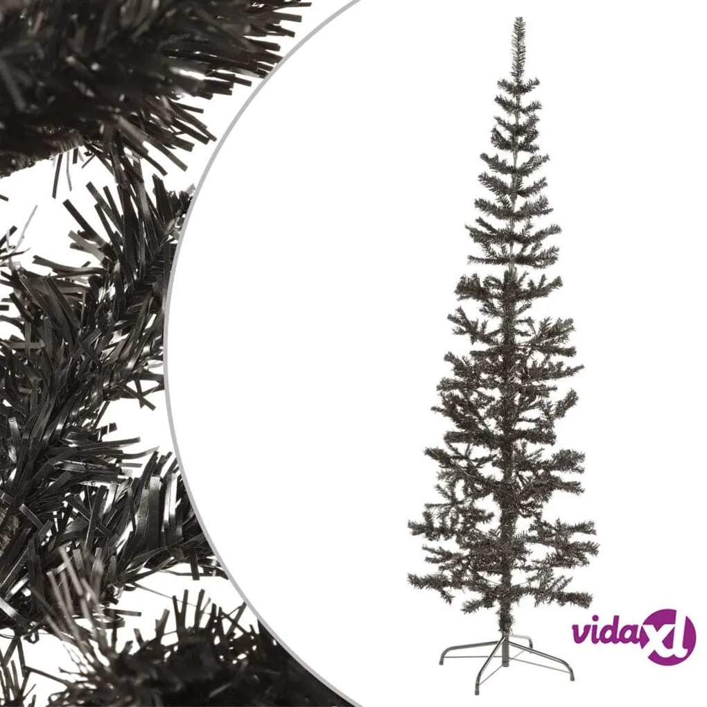 vidaXL Albero di Natale Sottile Nero 210 cm