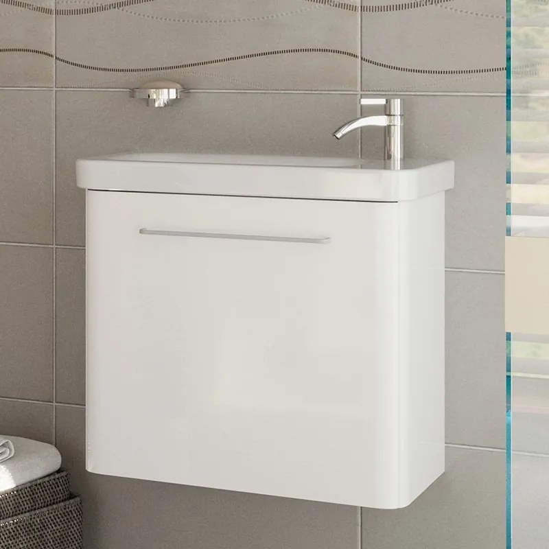 Kamalu - Mobiletto bagno 60 cm profondità ridotta colore bianco | LAC-IRIS-60-B