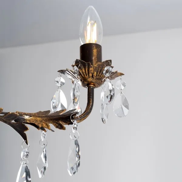 ONLI - Lampadario a sospensione con catena TERESA 5xE14/6W/230V bronzo