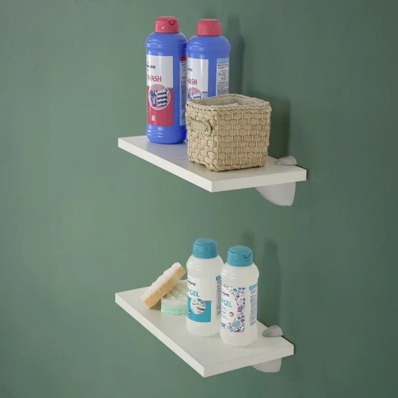 Coppia mensole 45x23 cm salvaspazio in legno bianco linea Pilar