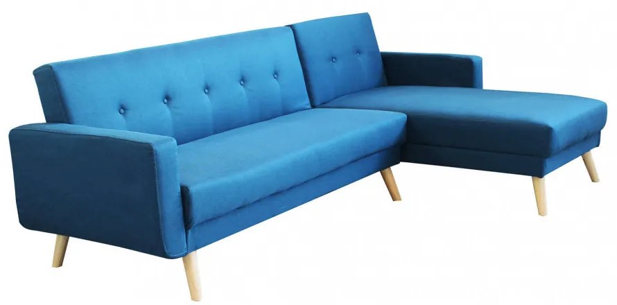 Divano con Penisola Letto BLU MELANGE struttura in metallo e legno