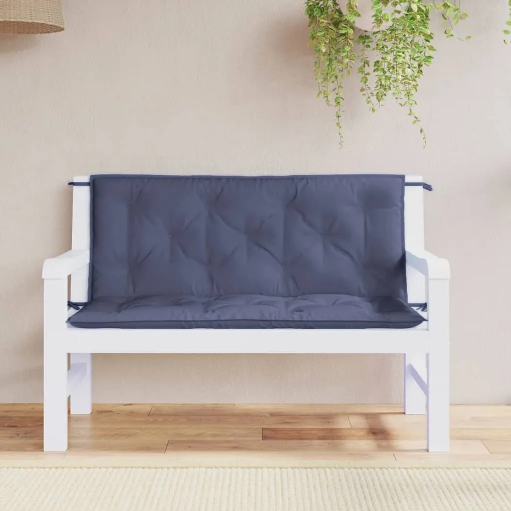 Cuscini Per Panca 2 Pz Blu Marino 120x50x7cm İn Tessuto Oxford /