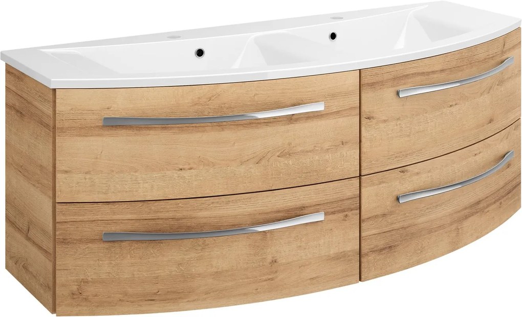 Mobile da bagno sospeso sotto lavabo L 130 x H 48 x P 48 cm rovere, 4 cassetti PELIPAL Image