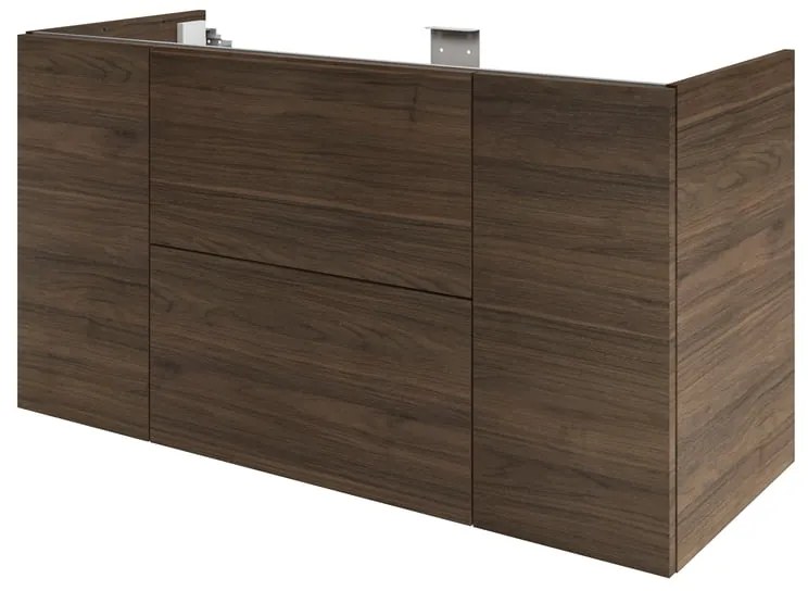 Mobile da bagno sospeso sotto lavabo L 120 x H 64 x P 48 cm noce, 2 cassetti 2 ante Apertura push-pull SENSEA Neo, Maniglie acquistabili separatamente