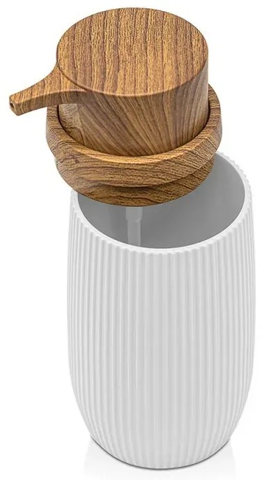 Dispenser per sapone liquido Bianco dettagli effetto legno Blob