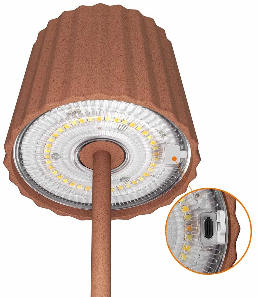 Lampada da Tavolo Ricaricabile 2.2W IP54 CCT Dimmerabile - Corten Rigato