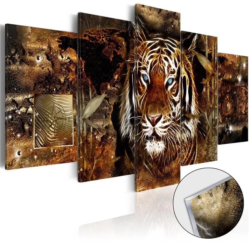 Quadri su vetro acrilico  Golden Jungle [Glass]  Colore Marrone, Dimensioni e Misure 100x50