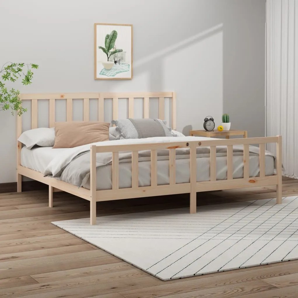 Giroletto Senza Materasso 200x200 Cm İn Legno Massello Di Pino /