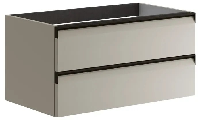 Mobile da bagno sotto lavabo Fusion beige laccato opaco L 79.5 x H 40 x P 45.5 cm 2 cassetti, lavabo non incluso