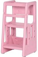 Scaletta per Bambini 3 Livelli 47x47x90 cm in HDPE Rosa