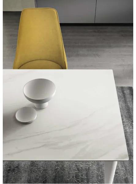 Tavolo allungabile 200 cm ULISSE con top grčs porcellanato effetto Marmo Bianco