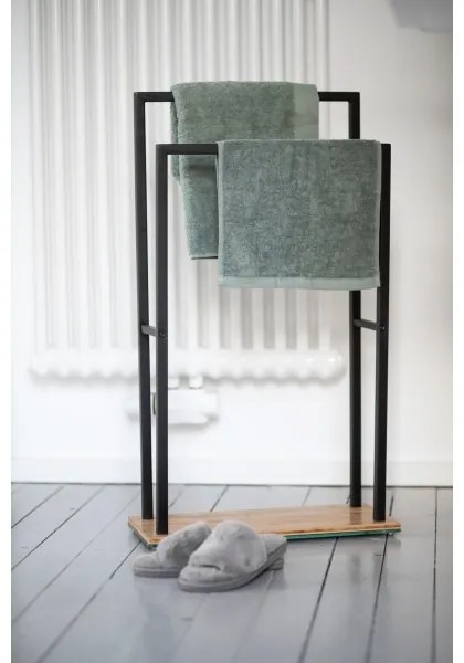 WENKO 24752100 - Porta asciugamani BAMBUSA 46x80 cm nero/marrone