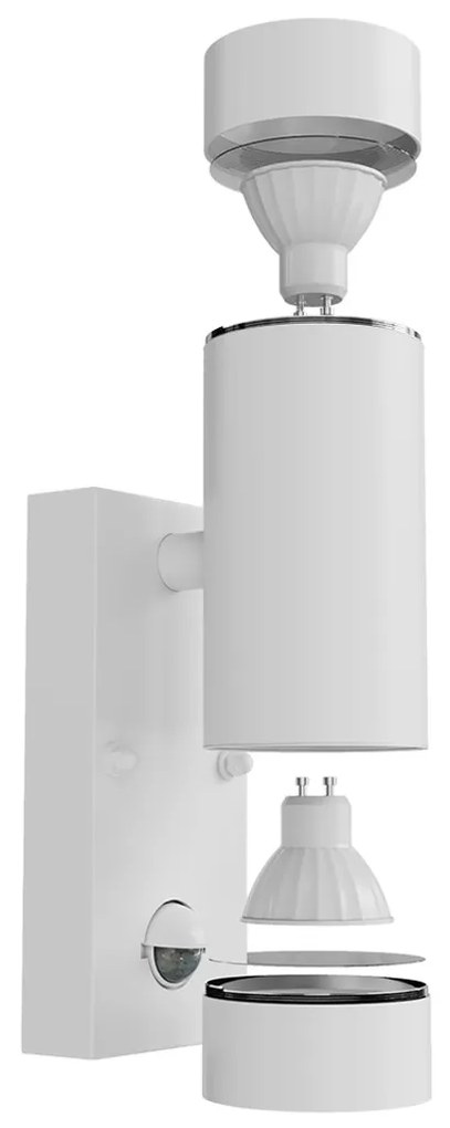 Applique Bidirezionale IP65 2xGU10 con sensore Movimento - Bianca