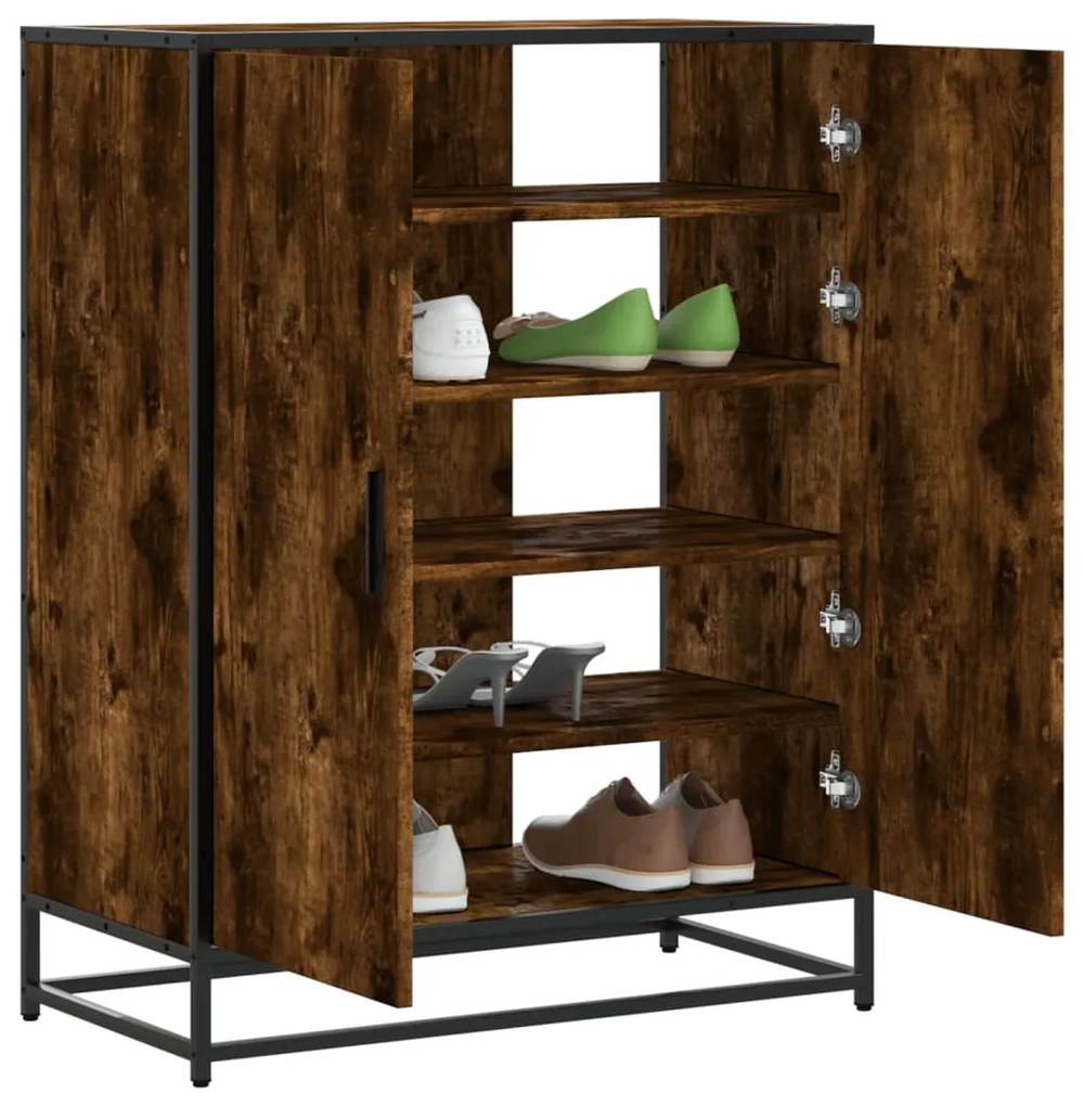 Scarpiera Rovere Fumo 75x38x97,5 Cm Legno Multistrato Metallo /