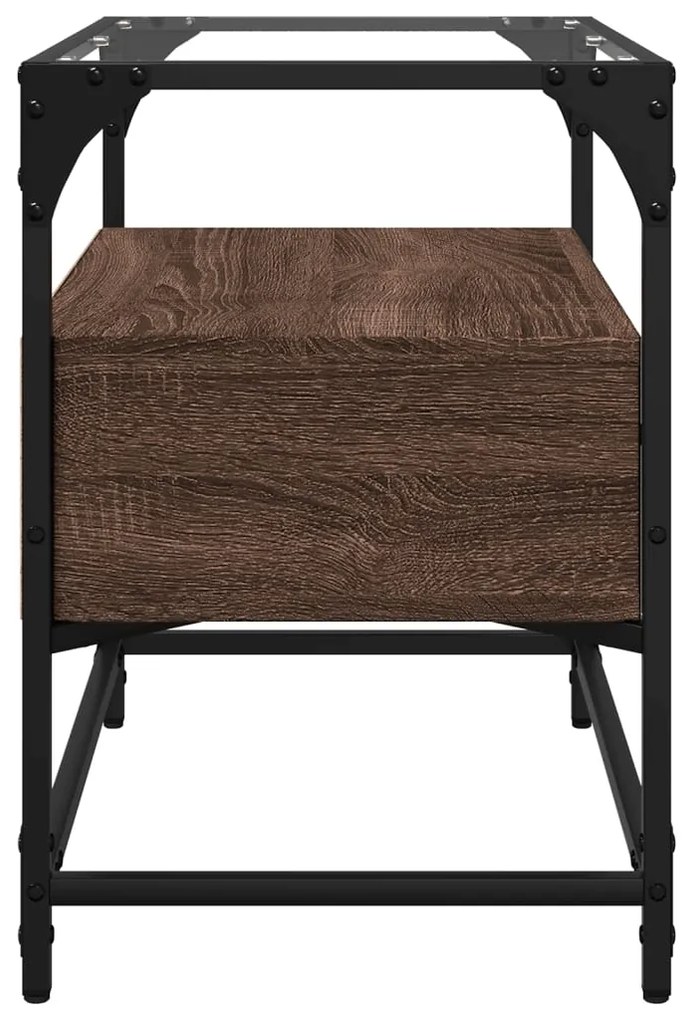 Mobile tv piano vetro rovere marrone 60x35x51 legno multistrato