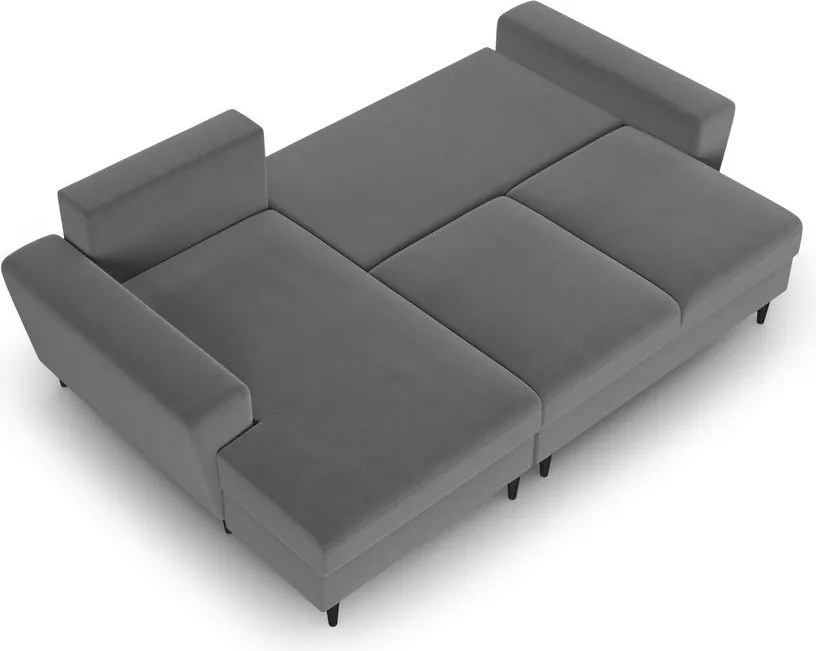 Divano angolare grigio chiaro allungabile e con contenitore (con penisola a sinistra/con chaise lounge) con rivestimento in velluto Kyoto – Cosmopolitan Design