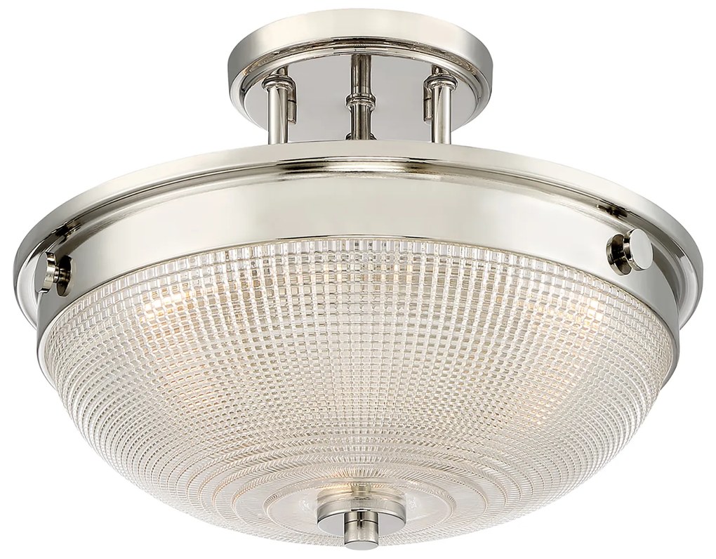 Lampadario Contemporaneo Mantle Vetro Nichel Lucido 2 Luci E27