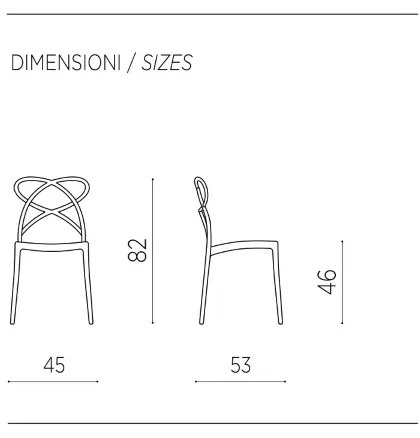 Sedia da cucina Grigio in polipropilene impilabile ELENA set da 2