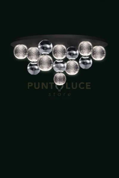 Brillante plafoniera nera con sfere cromate, led 40w, lumen 4400 30...