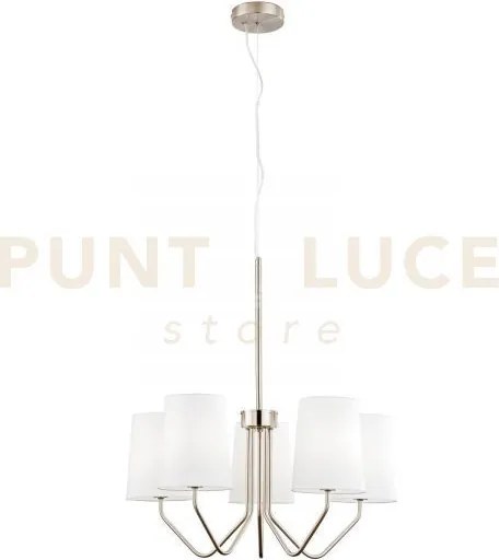 Lampadario a sospensione sally nickel 5 luci attacco e14 60x150cm i...