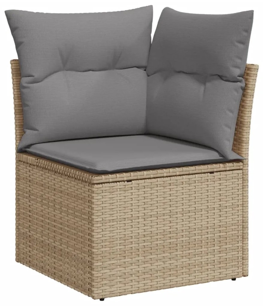 Set divano da giardino 11 pz con cuscini beige misto polyrattan