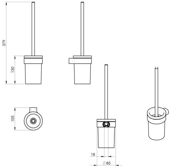 Gedy - Scopino a parete PIRENEI cromo lucido/vetro raso