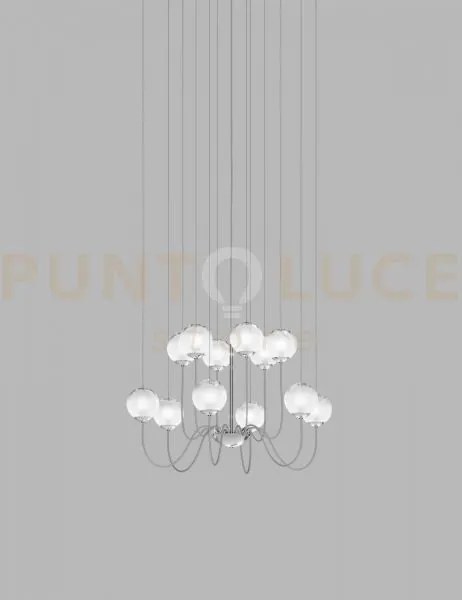 Puppet sospensione 12p bianco sfumato cromo lucido 12 luci attacco g9