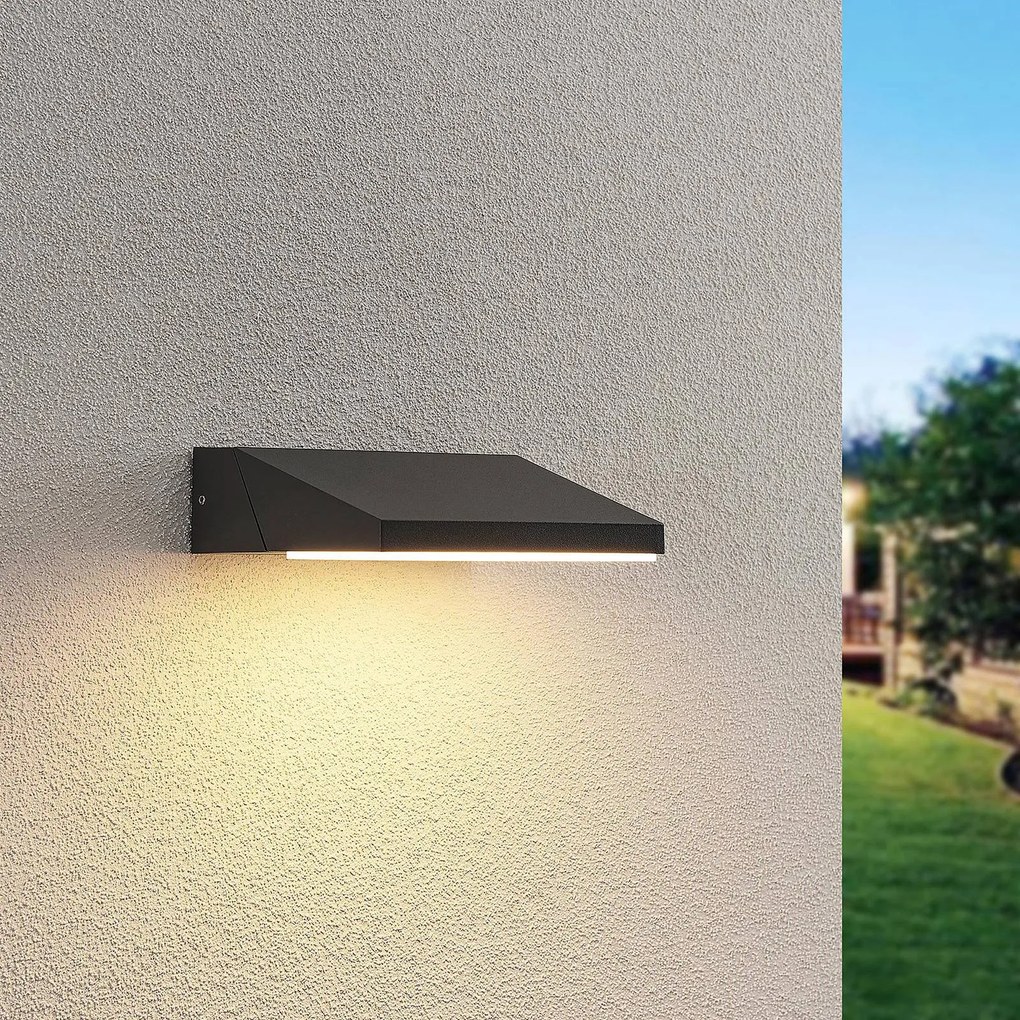 Applique da esterni a LED Auda Lucande, Nero, Alluminio, Moderno, Applique LED da esterni