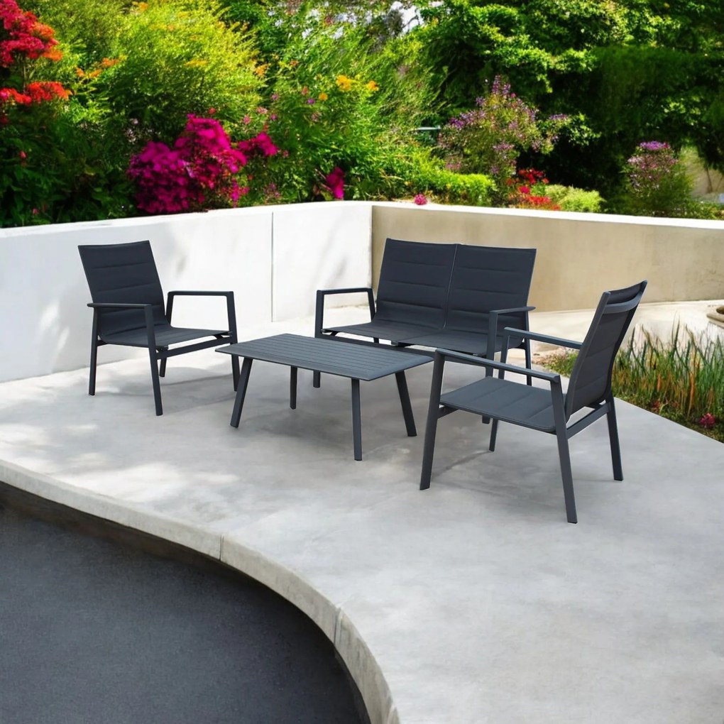 EXSILIUM - salotto da giardino 4 posti in alluminio