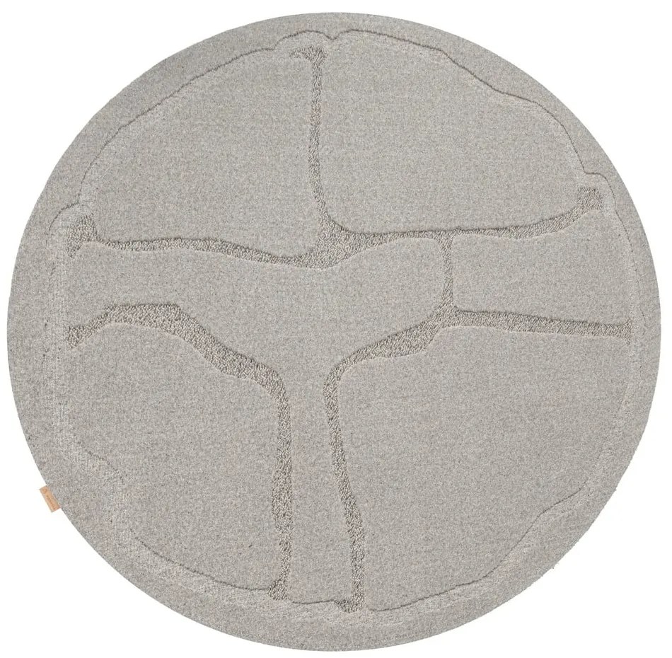 Tappeto rotondo in lana grigia ø 200 cm Morphic Organica - Agnella