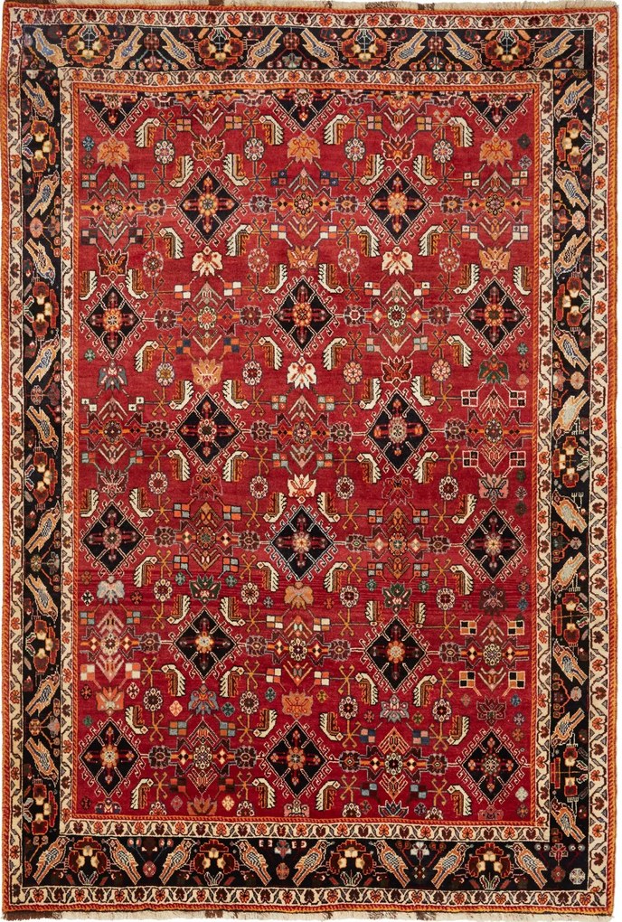 Shiraz Tappeto persiano 250 x 170 Rosso (Iran) Annodato A Mano