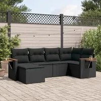 Set Divano da Giardino 6 pz con Cuscini Nero in Polyrattan 3227014