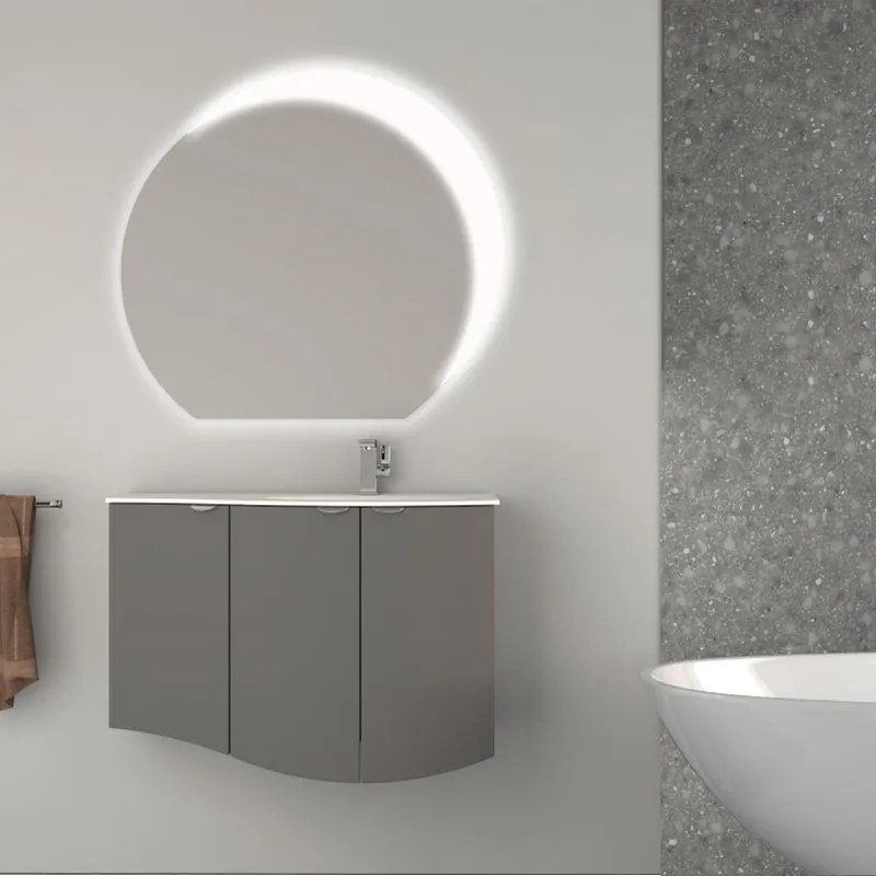 Mobile bagno sospeso con lavabo L 104 x H 70 x P 51 cm grigio nuvola per vasca a destra Onda