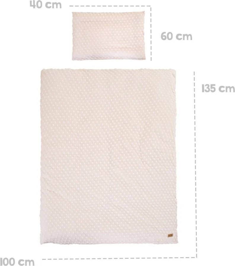 Set copripiumino e federa da bambini beige in misto cotone per culla 100x135 cm Frosty Almond – Roba