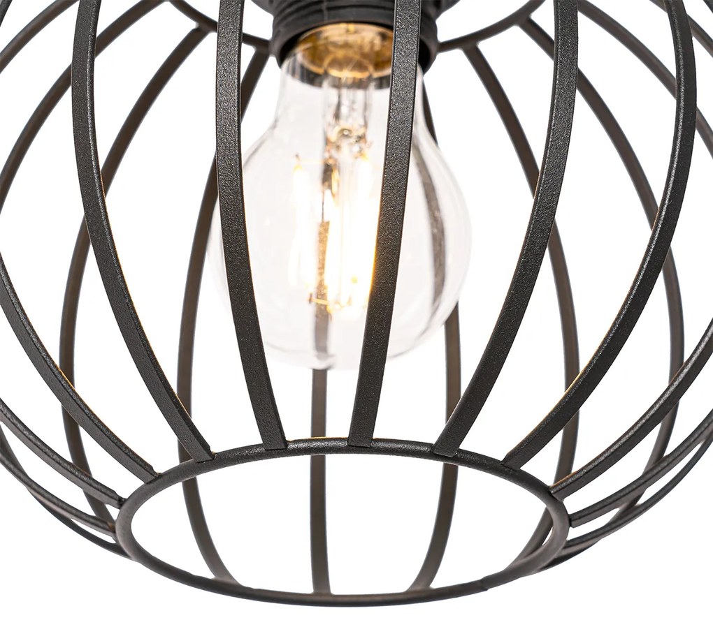 Lampada a sospensione rustica nera con legno 3 luci - Yura