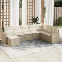 Set Divano da Giardino 8 pz con Cuscini Beige in Polyrattan 3219348