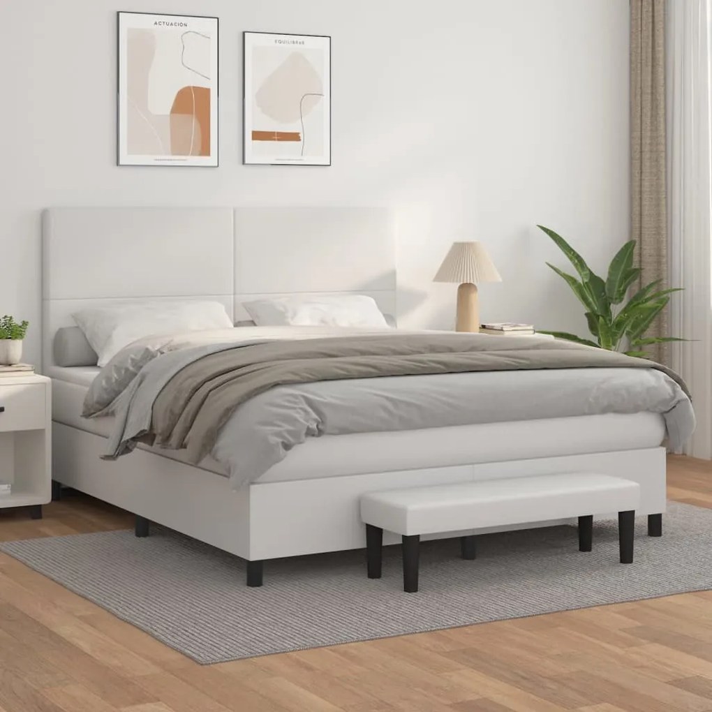 Giroletto A Molle Con Materasso Bianco 160x200 Cm İn Similpelle /