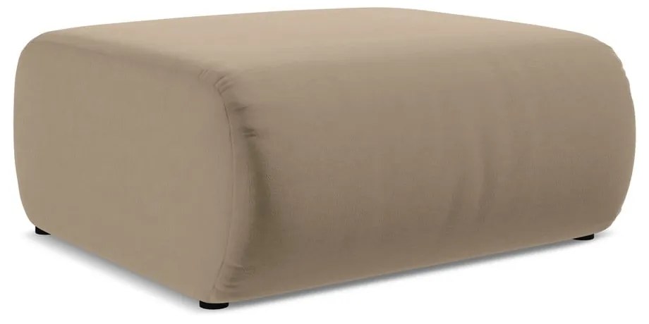 Poggiapiedi beige con rivestimento in velluto Ekahi – Makamii