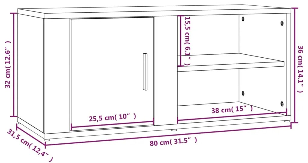 Mobile Porta TV Grigio Cemento 80x31,5x36 cm Legno Multistrato