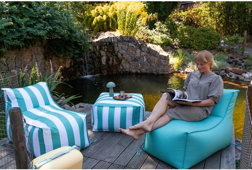 Pouf da giardino bianco e verde – Bonami Essentials