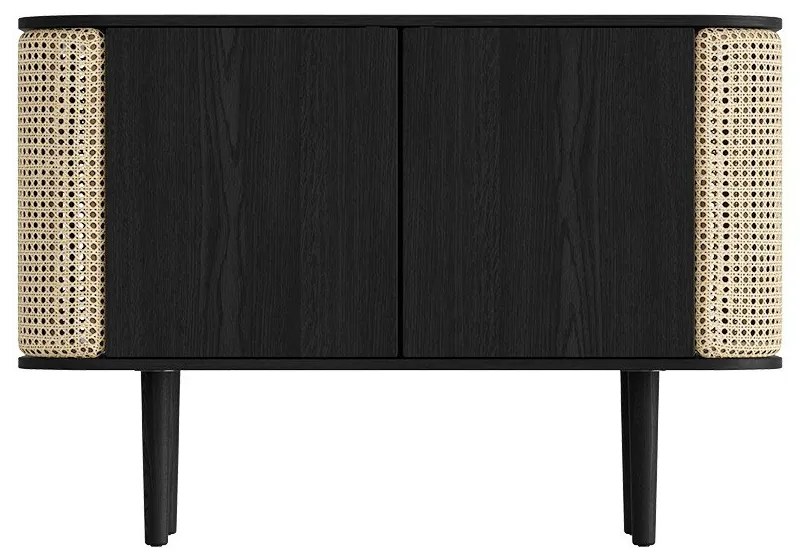 Cassettiera bassa in rovere decorato in nero e naturale 109x75 cm Treasures - UMAGE