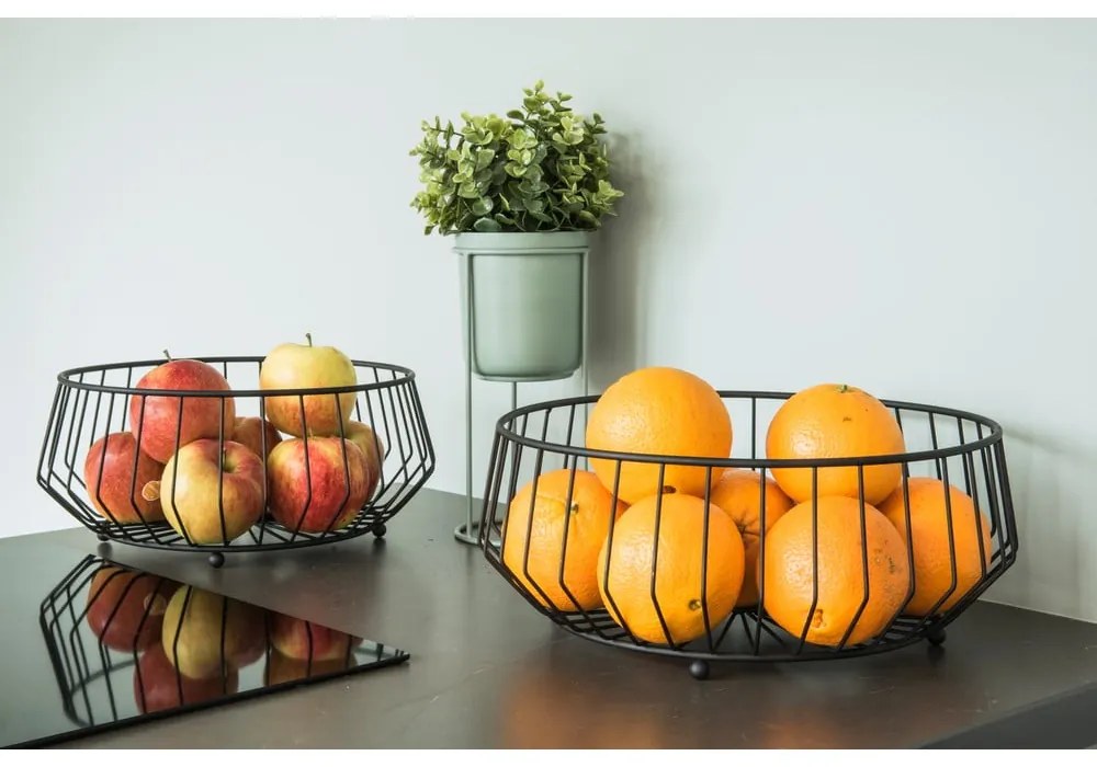 Cestino da frutta in metallo nero Linea, ø 30 cm Linea Kink - PT LIVING