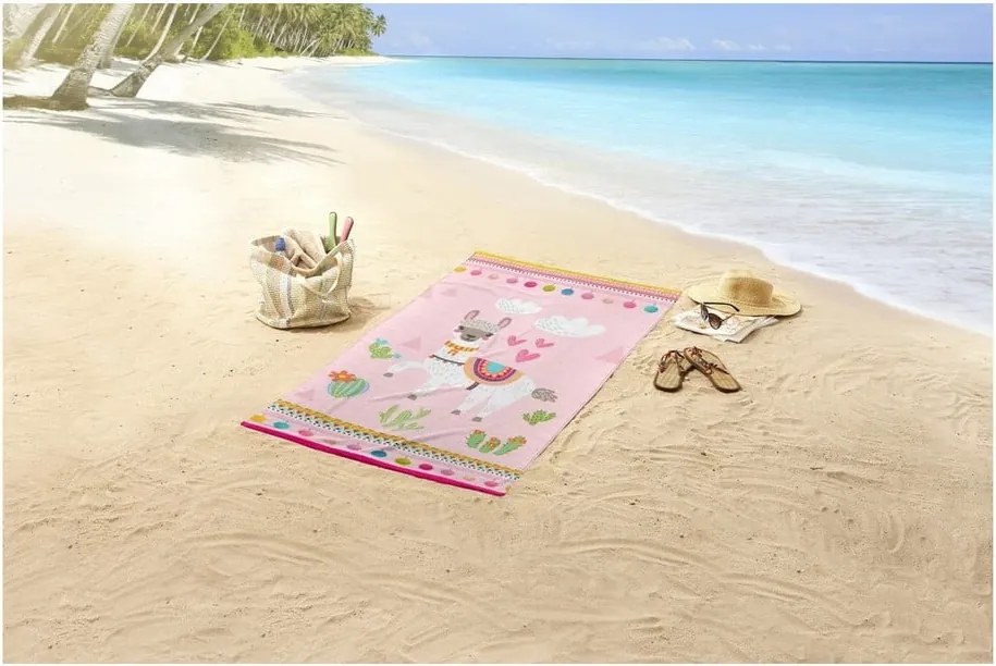 Telo mare stampato , 75 x 150 cm Lama - Good Morning