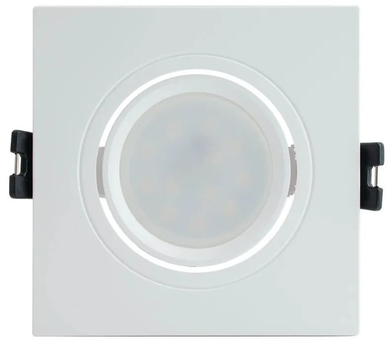 Faretto da Incasso Orientabile Quadrato Foro Ø75-85mm GU10 Bianco