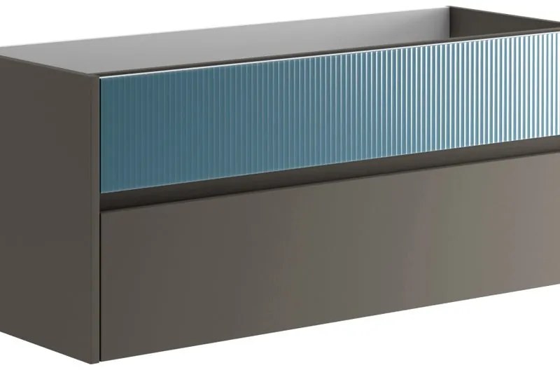 Mobile da bagno sospeso sotto lavabo L 119.5 x H 50 x P 45.5 cm grigio laccato opaco, 2 cassetti VISOBATH Niwa